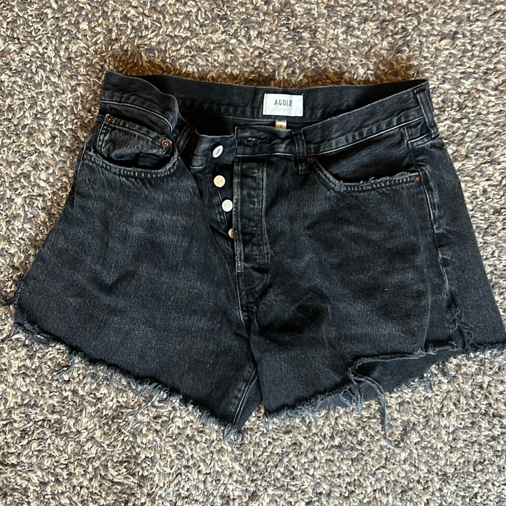 AGOLDE black denim shorts